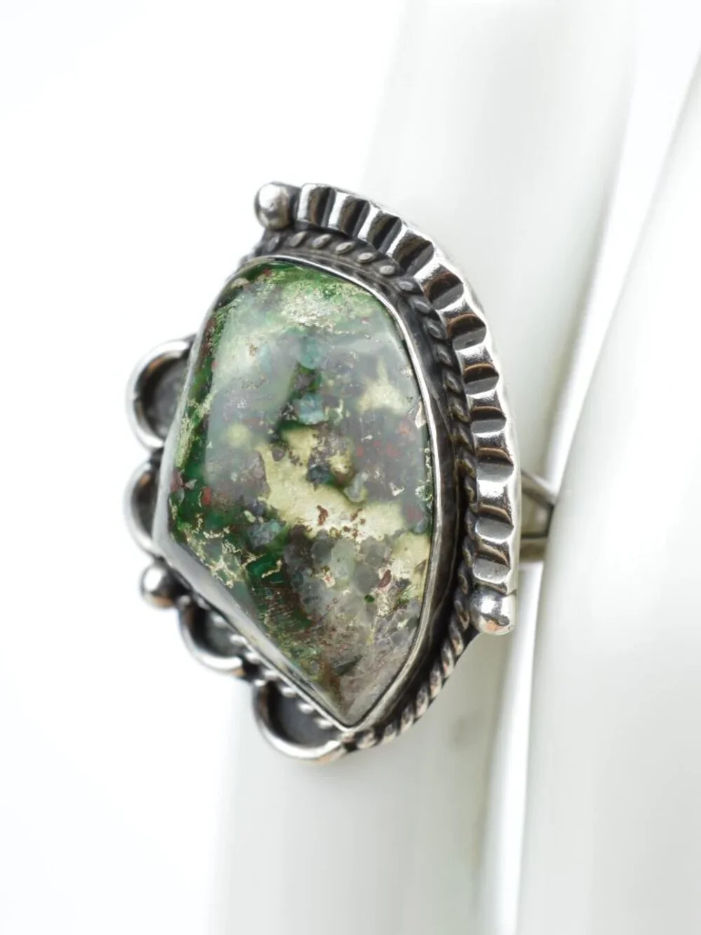 Vintage Taxco Mexico Sterling Silver Dragon's Blood Jasper Ring Size 5 IRD 925